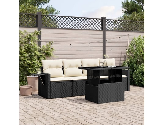 VIDAXL - Salon extérieur Salon de jardin 5 pcs avec coussins noir résine tressée