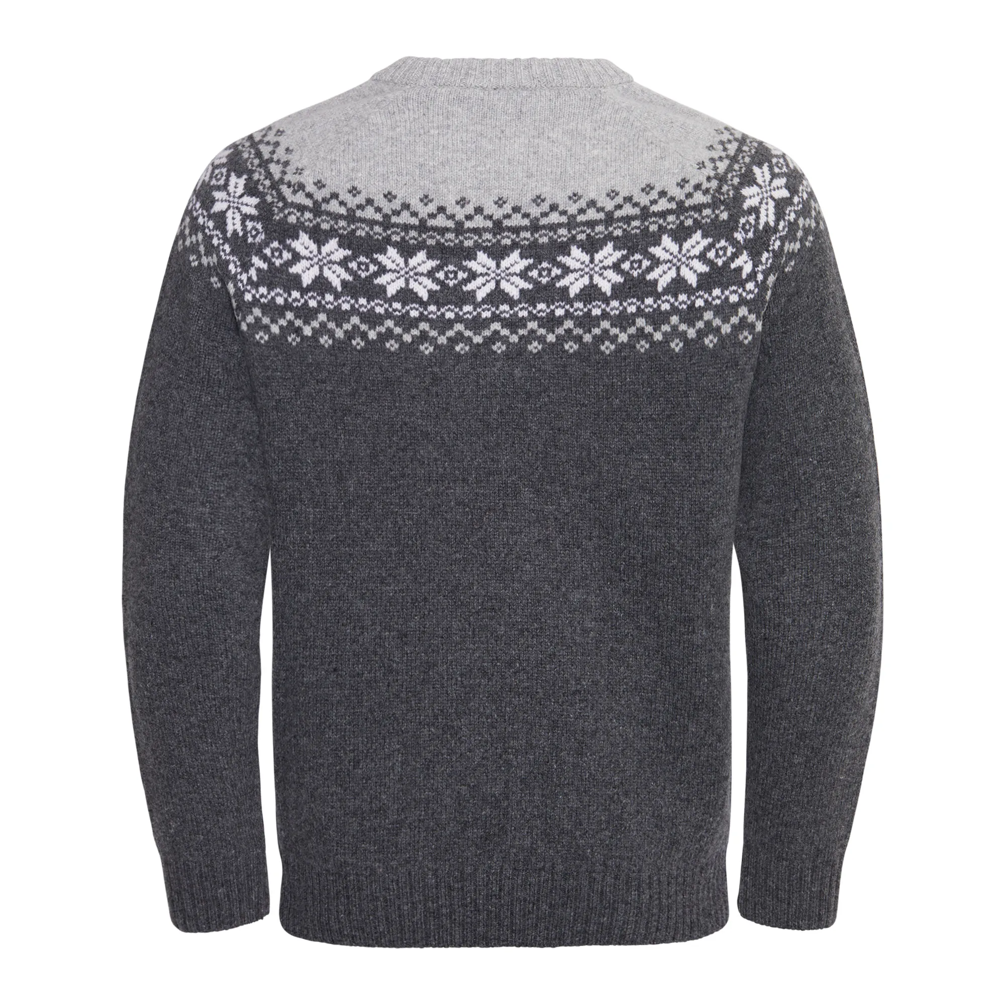 Gridarmor Men's Snøkrystall Round Neck Ullgenser Dark Grey/Light Grey/White