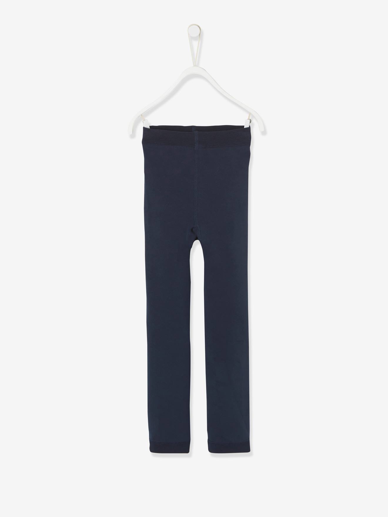 Calça legging de malha polar para meninas, azul médio liso