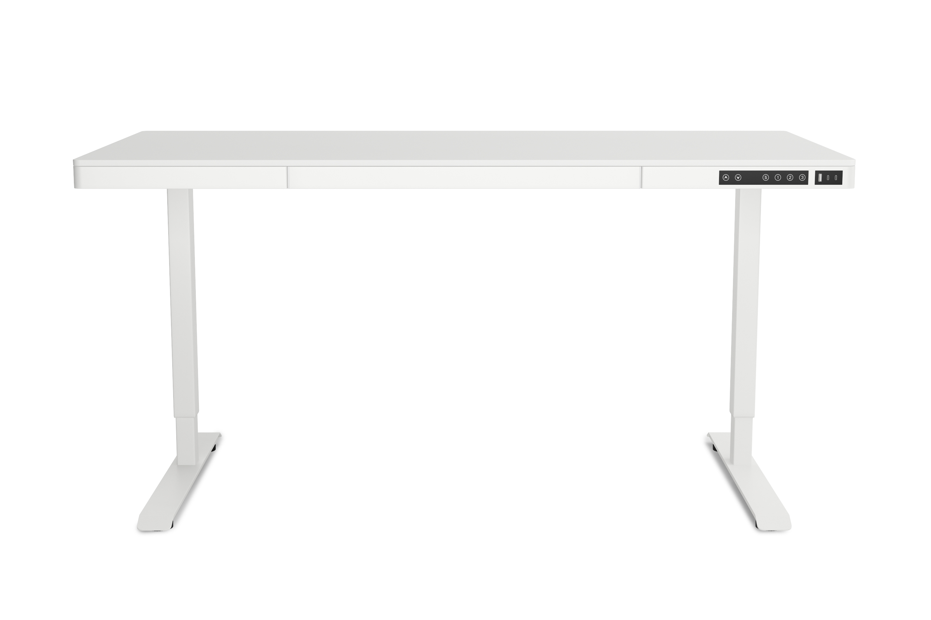 Stehpult elektrisch mit Schublade weiss 140 x 70 cm