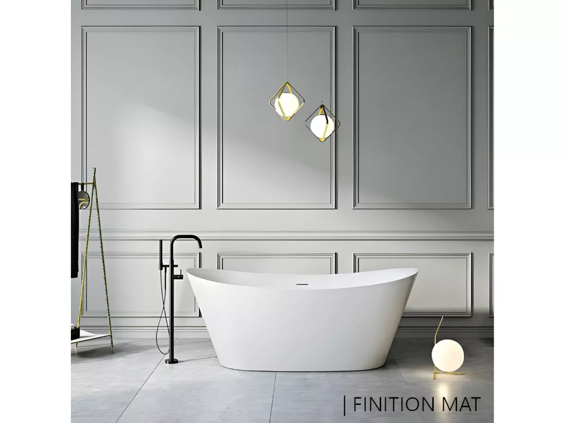 Baignoire îlot design ovale PALMA blanche 170 cm Mat