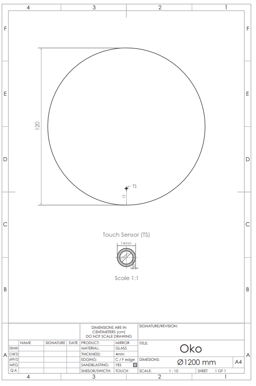 Gliss Design Oko ronde spiegel met verlichting en verwarming 120cm
