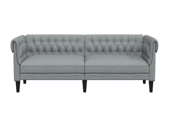 Canapé Chesterfield 3 places gris clair tissu