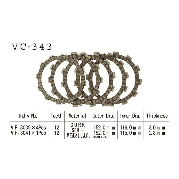 Kyoto - Disques garnis d'embrayage VC343