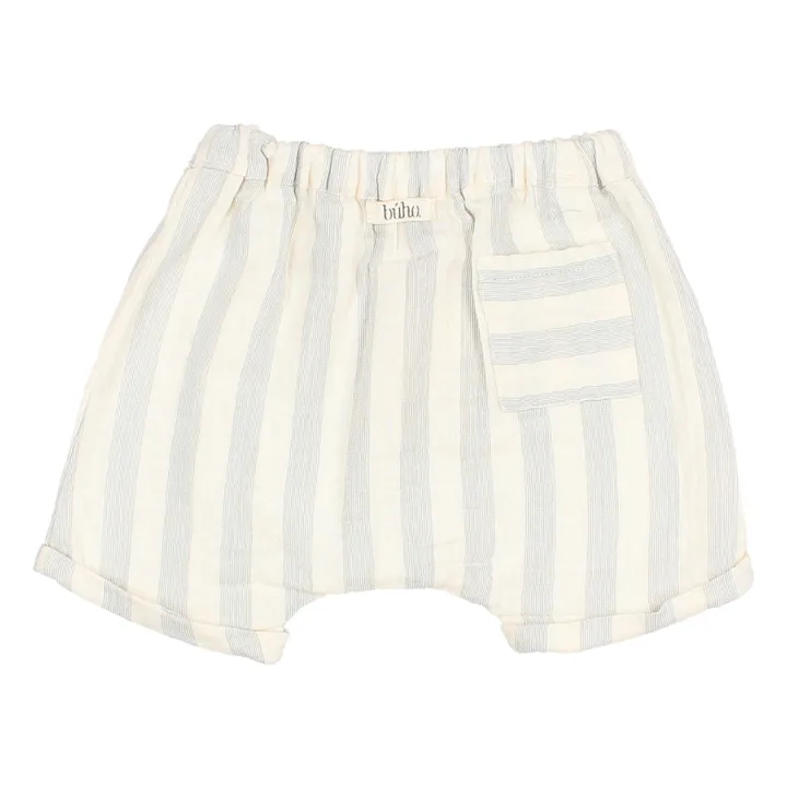 Búho Short Rayé Mousseline Bébé | Gris galet