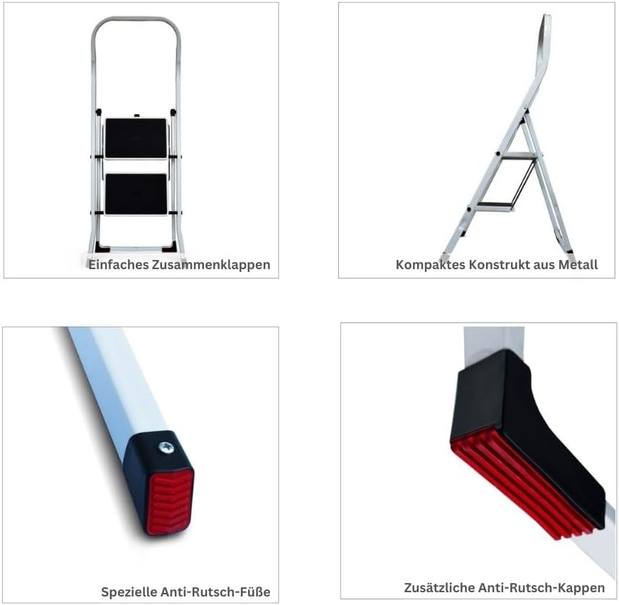 PROREGAL Vouwladder Economy Basic, eenzijdig toegankelijk, 2 treden, werkhoogte 2,46 m, draagvermogen 150 kg
