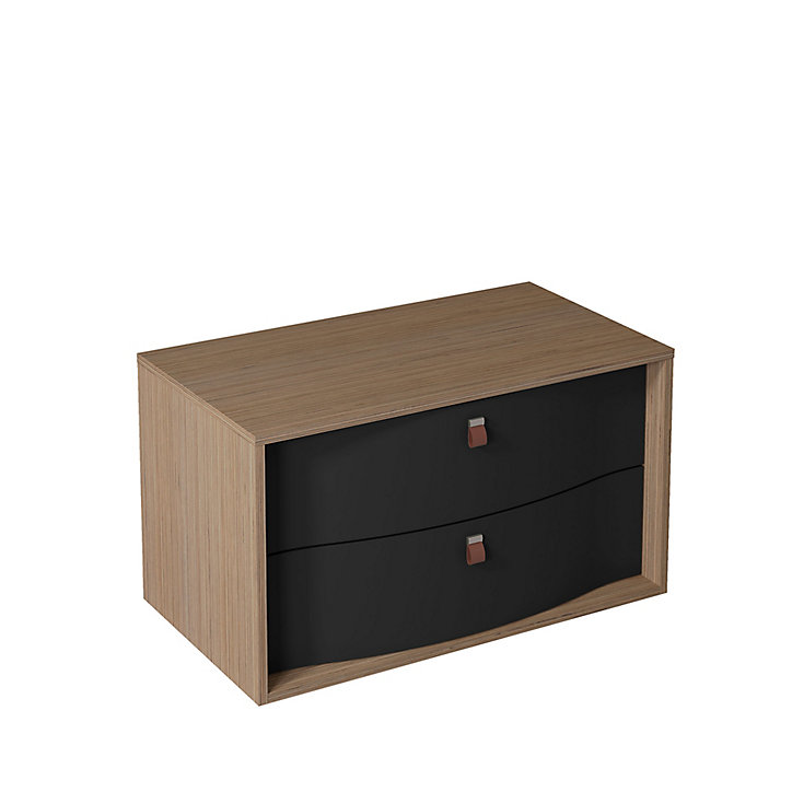 Meuble sous vasque à suspendre Havana noir mat 2 tiroirs 90 cm