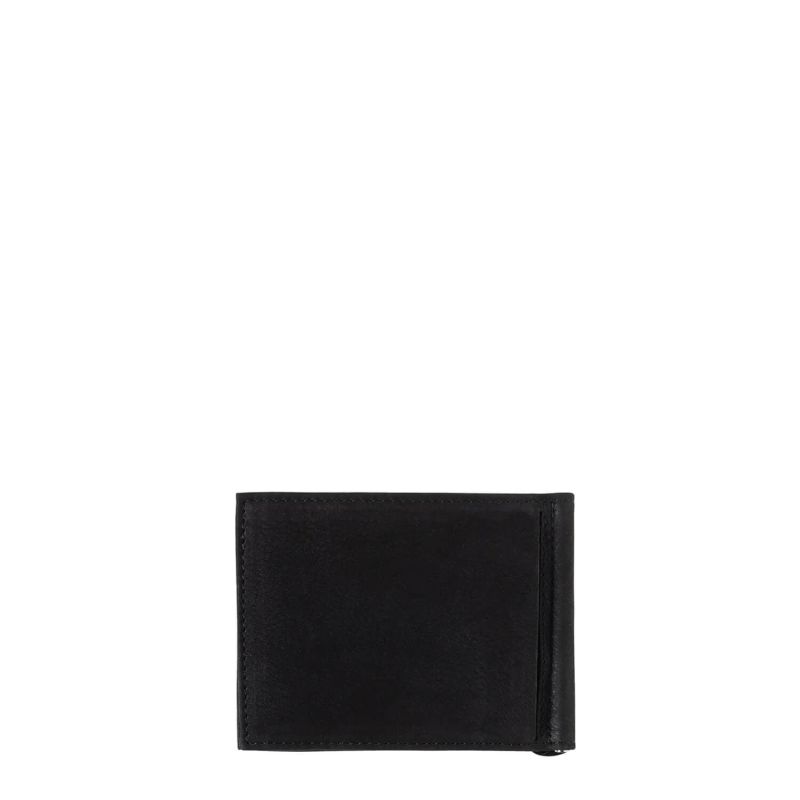 Portefeuille italien Hector avec pince à billets en cuir Nubuck Noir c'est noir