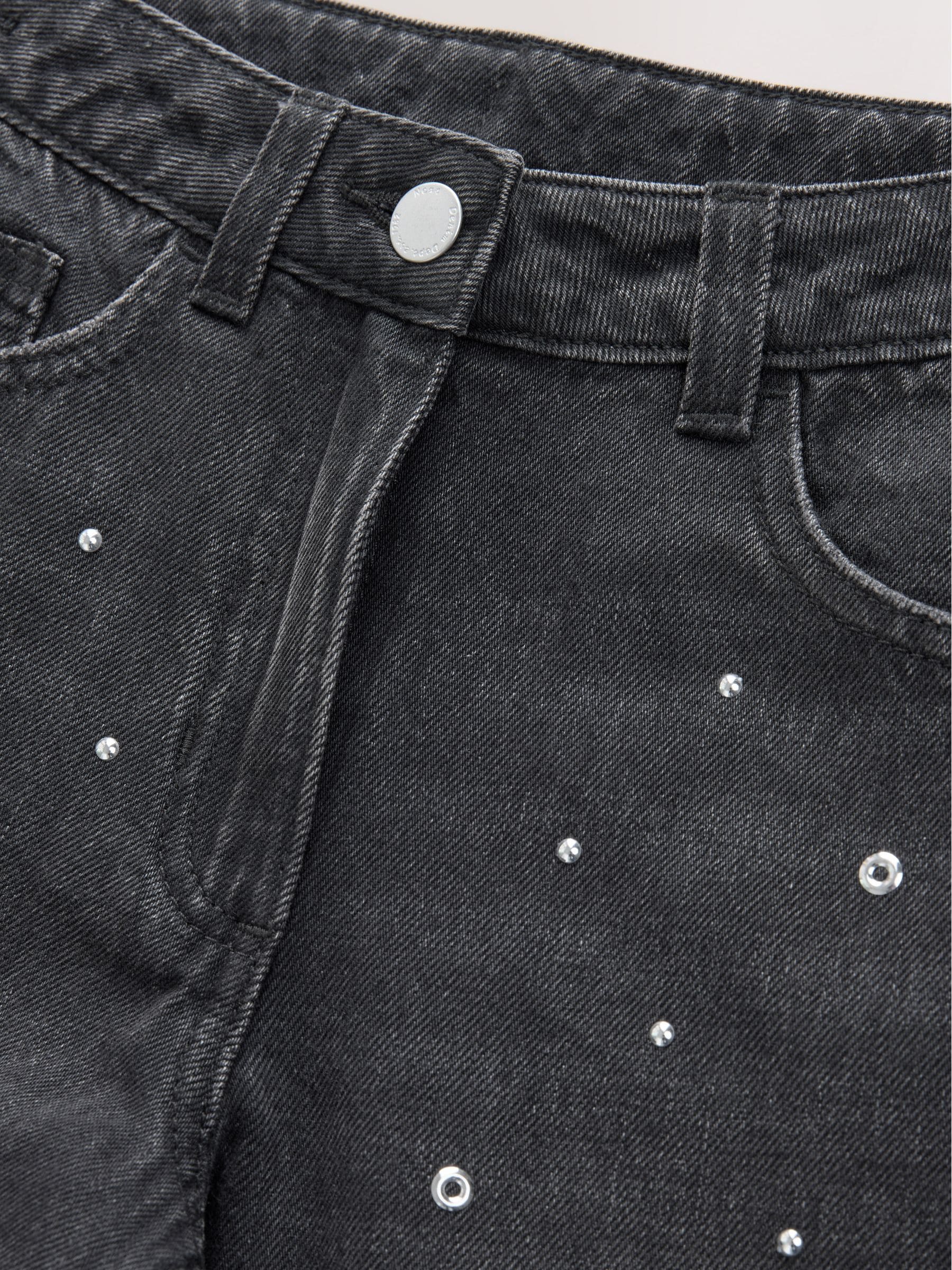Antraciet - Stud Embellished Wide Leg Jeans (3-16yrs)