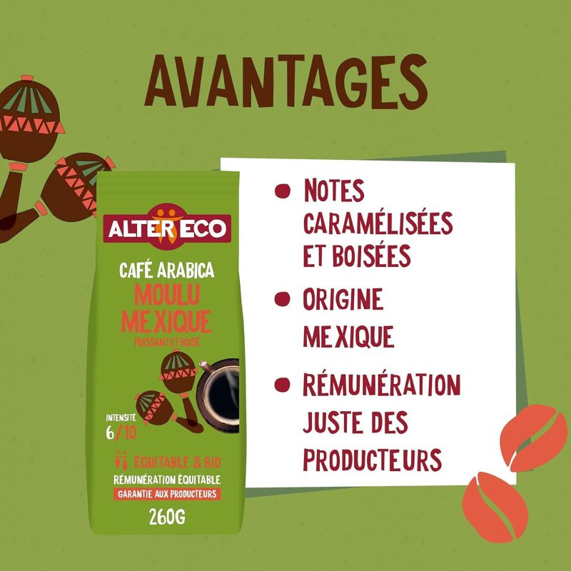 Café moulu Bio Alter Eco Mexique - Paquet de 260 g