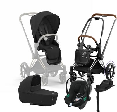 Cybex e-Priam Duovogn inkl. Aton B2 & Base, Sepia Black/Chrome Brown