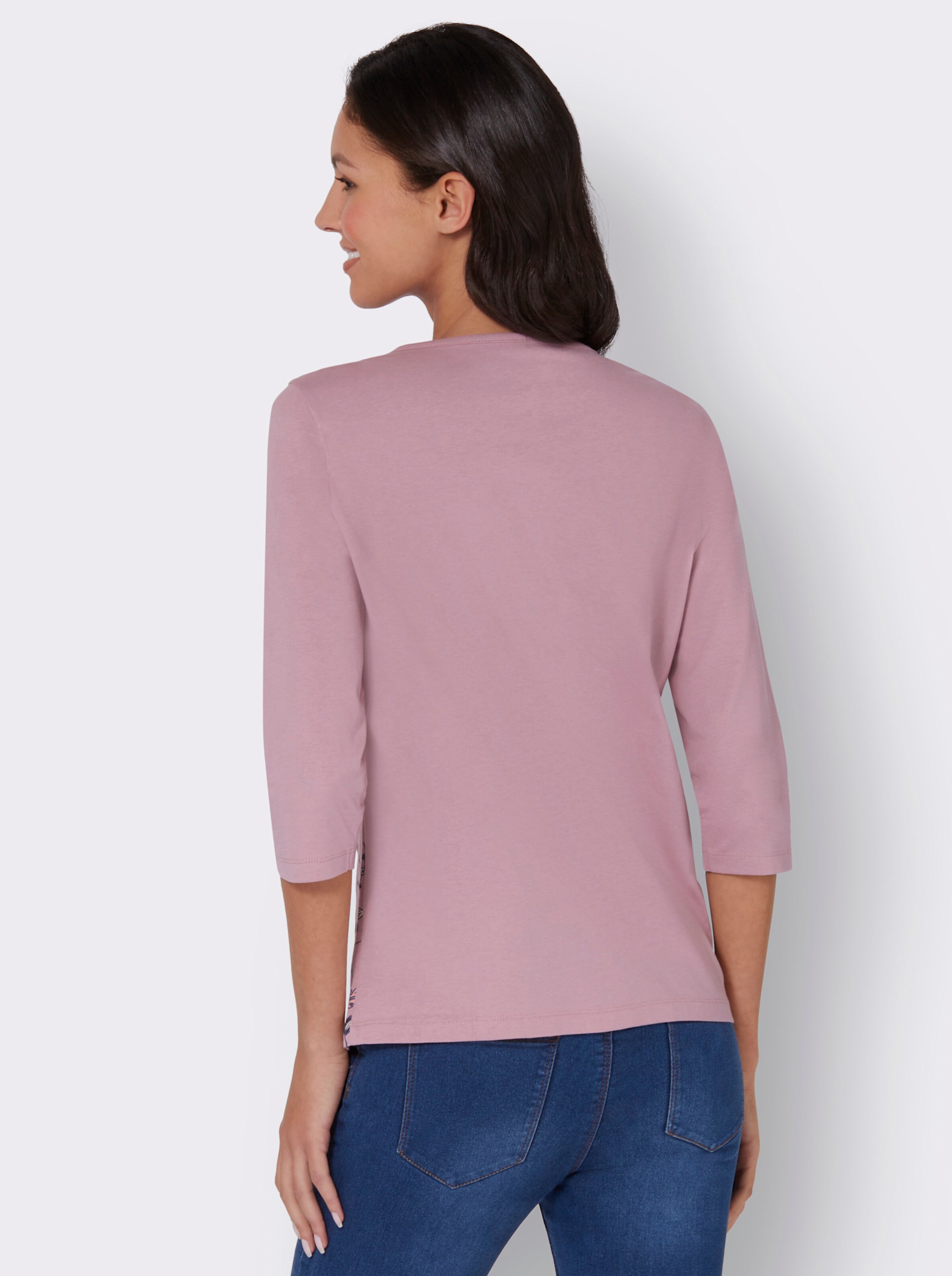 34-Arm-Shirt mit Bordüren-Druck