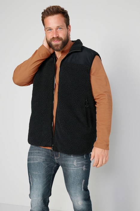 Boston Park Teddyfleece-Weste, Stehkragen, Nylon-Besatz, bis 74