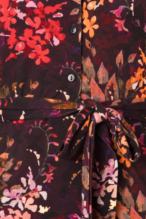 LaLamour Monique Autumn Flower jurk in bordeauxrood