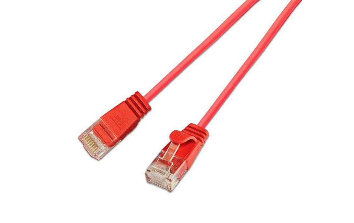 Slimpatchkabel RJ-45 - RJ-45, Cat 6, UTP, 1 m, RotLightpatchkabel rund, ungeschirmtes Twisted-Pair-Kabel (U/UTP) mit Klinkenschutz