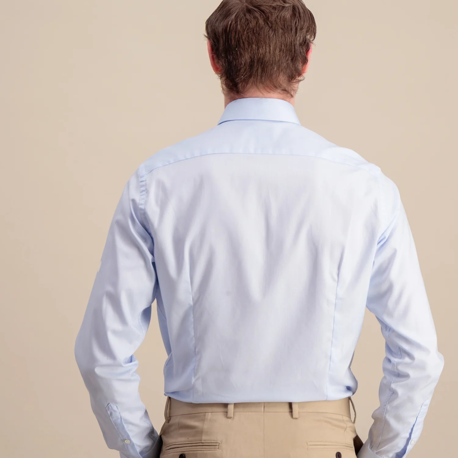 Fitted shirt in natural stretch blue twill