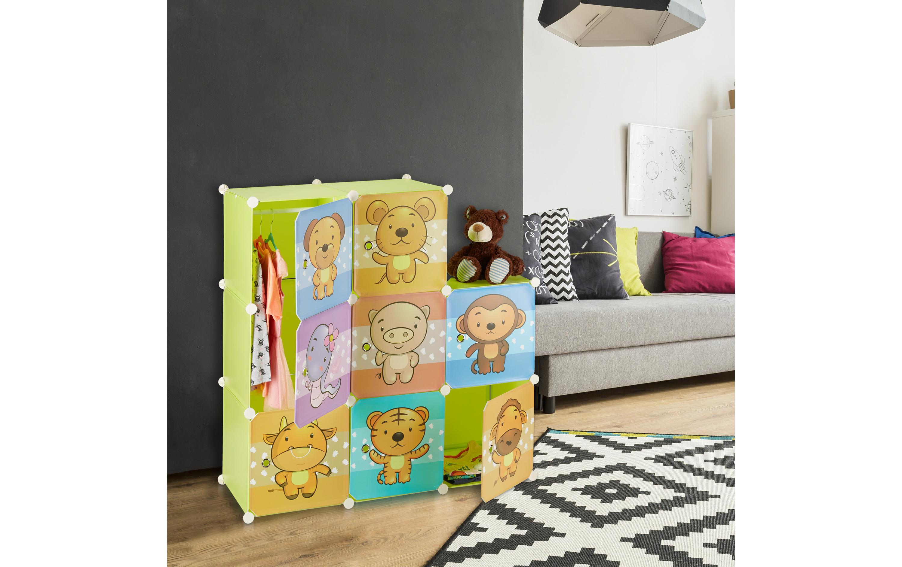 Kinderregal mit StecksystemBuntes Regalsystem für das Kinderzimmer