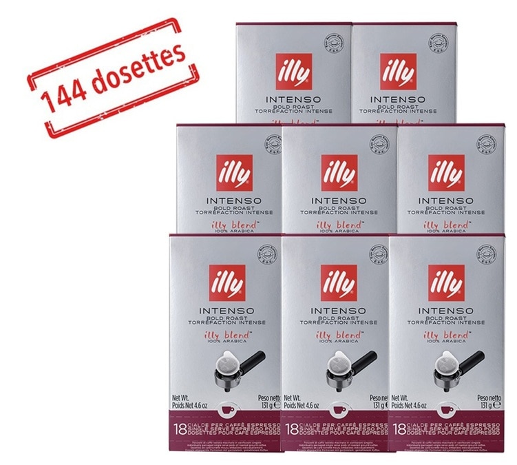 144 Dosettes café espresso 'sur emballées' torréfaction foncée - ILLY