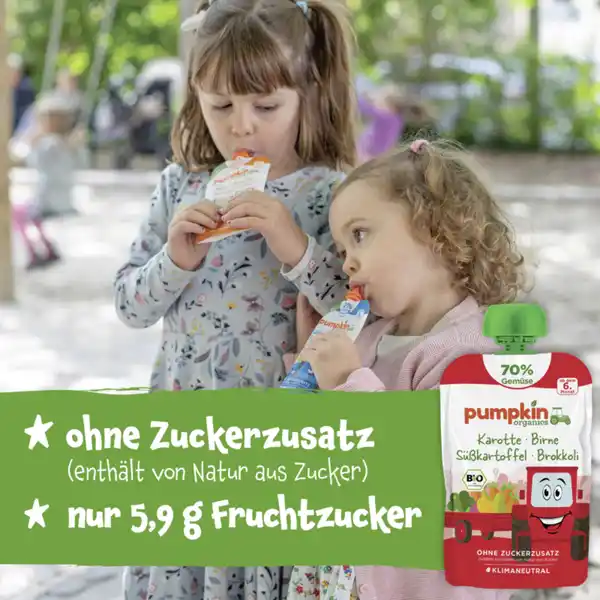 Bio Quetschie mit Karotte, Birne, Süßkartoffel & Brokkoli