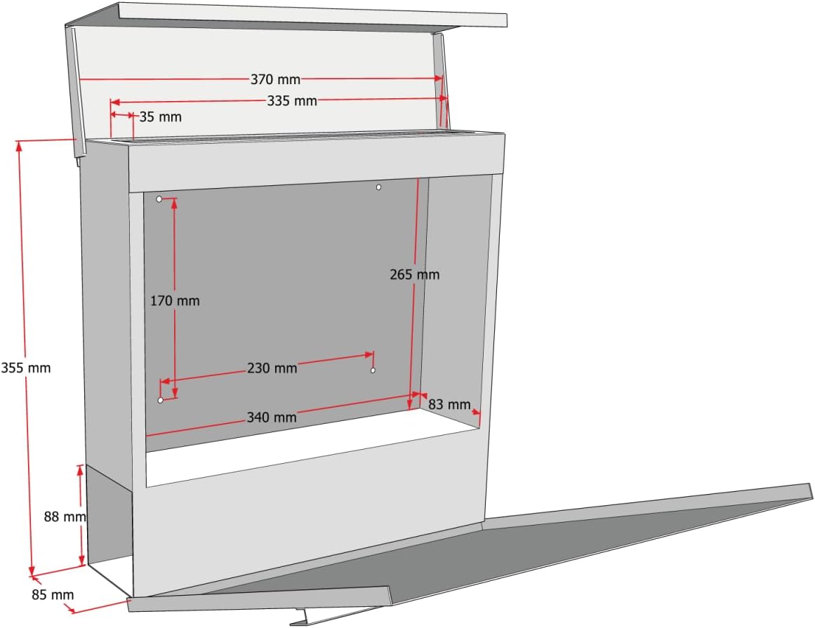 Metzler Briefkasten in Graualuminium RAL 9007 Cube - Name & Hausnummer als Lasergravur - Design Wandbriefkasten inkl. Zeitungsfach - Briefkasten mit Fenster - Größe: 37 x 37 x 10,5 cm