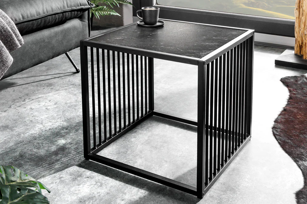riess-ambiente Beistelltisch ARCHITECTURE - 40cm schwarz Marmor Metall