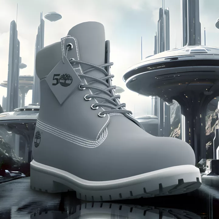 Bota Timberland Premium de 6 polegadas impermeável, edição 50, para mulheres, na cor cinza.