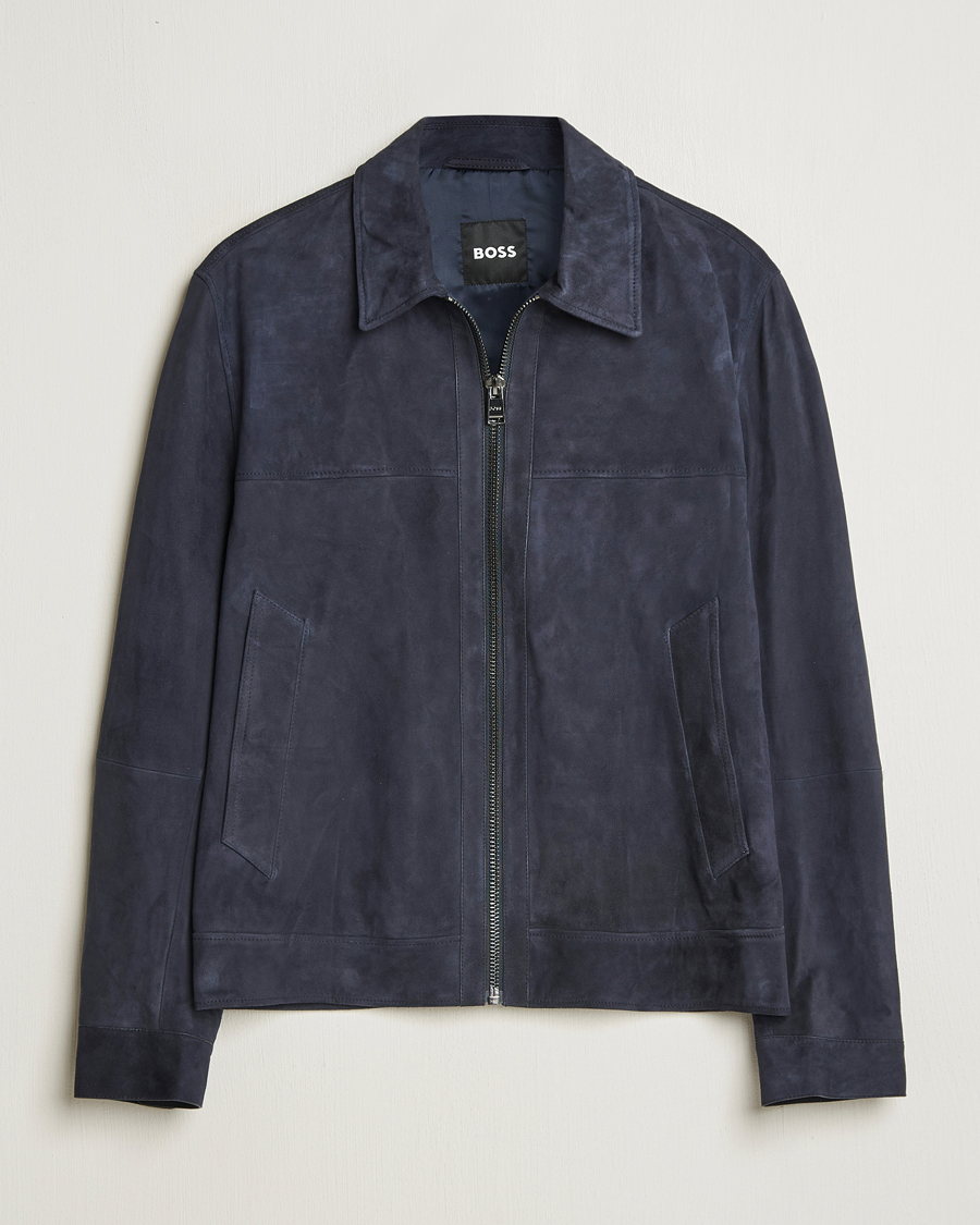BOSS BLACK Malbano Suede Jacket Dark Blue