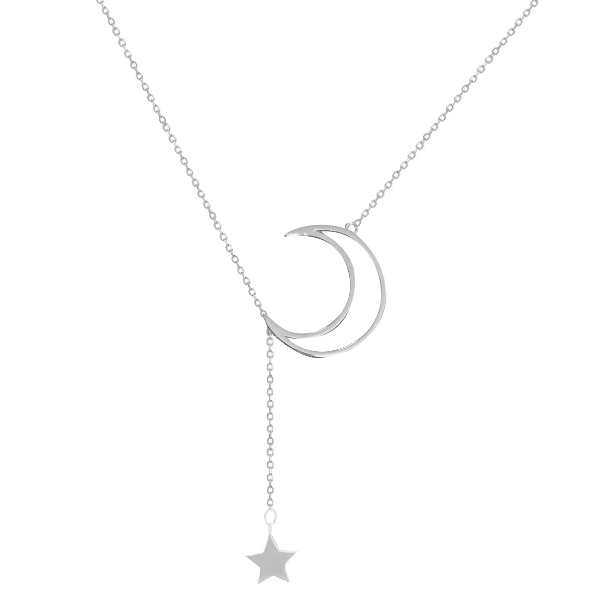 Collier croissant de lune en argent 925 rhodié