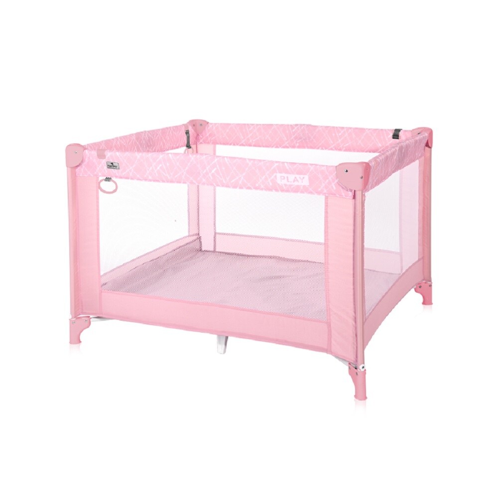 Lorelli Reiselaufstall PLAY, Laufstall klappbar mit Spieldecke, Tragetasche rosa pink