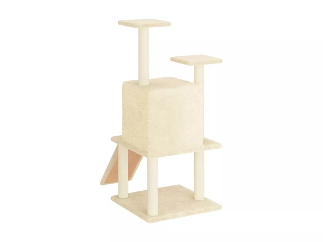 Arbre à chat avec griffoirs en sisal crème 110 cm