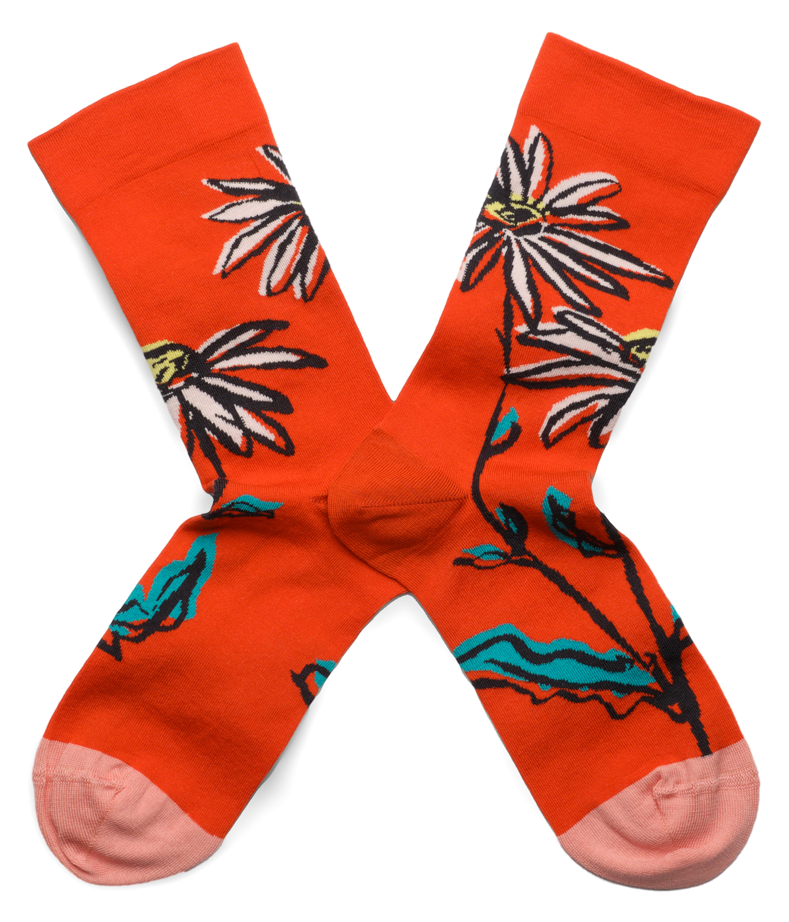 Chaussettes à motif floral en coton mélangé | Multicolore