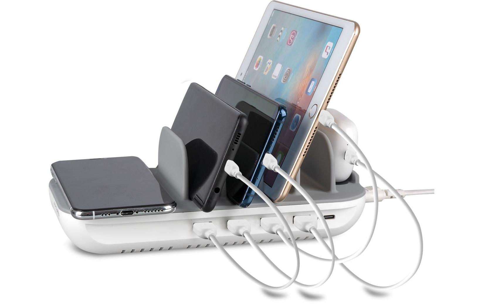 Ladestation Family Evo 63W mit Qi-Ladefläche, GrauUniverselle Ladestation mit kabelloser Ladefläche