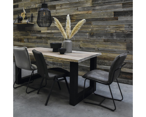Tafelblad van geolied eikenhout met natuurlijke rand, 2400x1000x40 mm