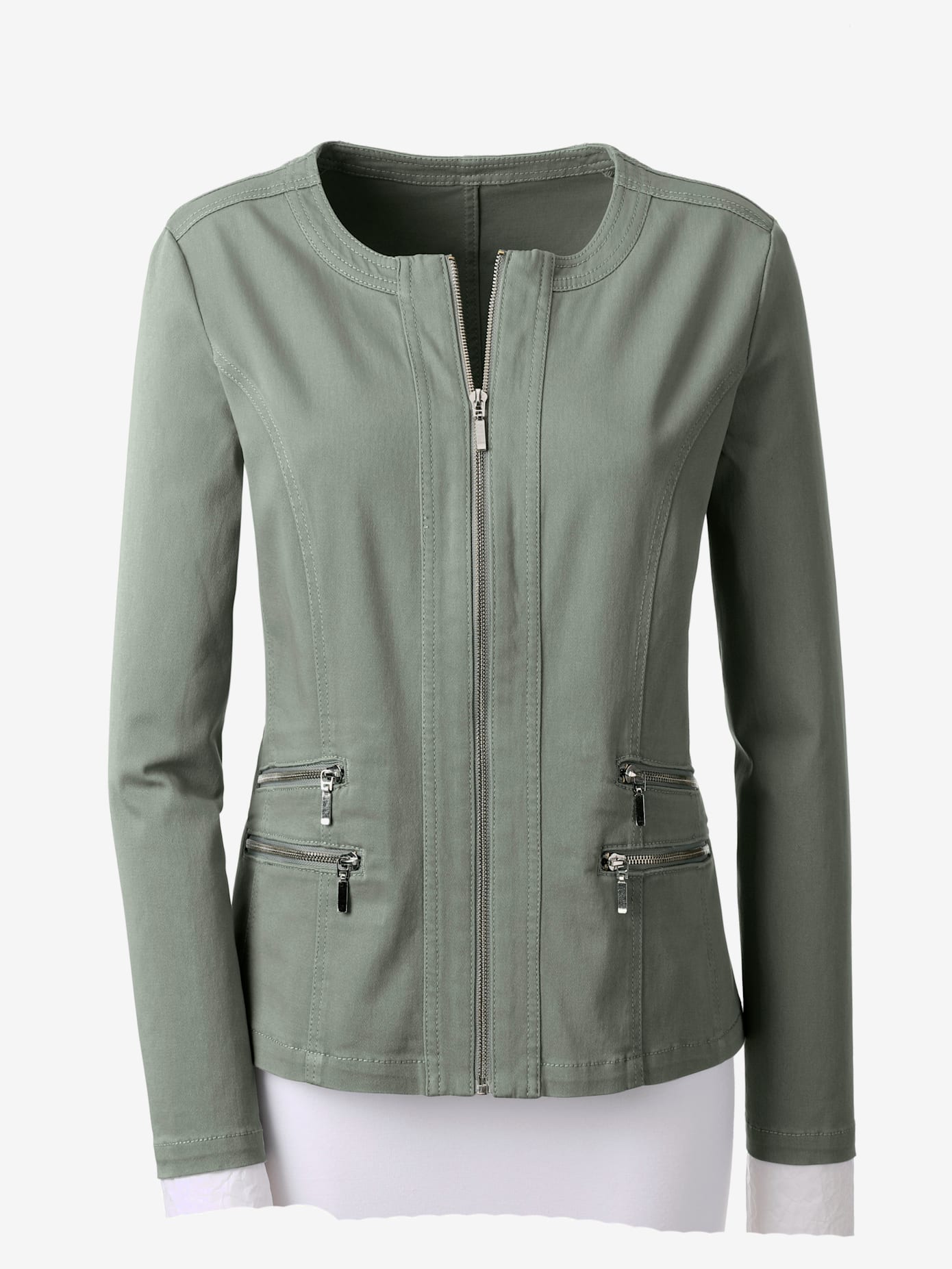 Blazer aspect jean 2 glissières fantaisie poches