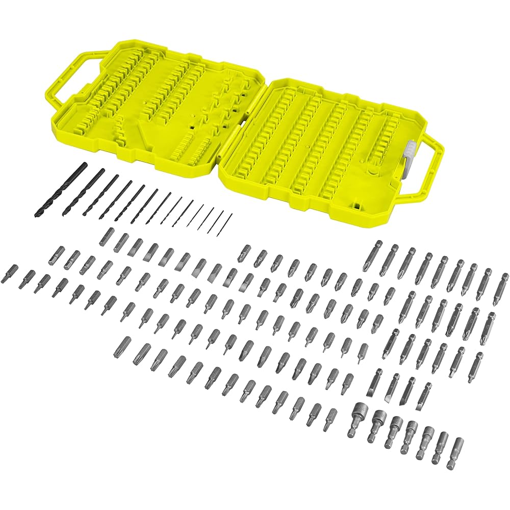 RYOBI - Perceuse-Visseuse à Percussion 18V ONE+ - 2 Vitesses - Livrée avec 1 Batterie Lithium+ 2,0Ah et 1 Batterie Lithium+ 4,0Ah, 1 Chargeur et 1 Sac de Rangement - R18PD2-242S & - Mallette 127 acces : Bricolage