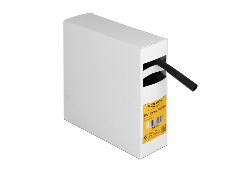 Delock Schrumpfschlauch Box mit Innenkleber, 5 m x 9.5 mm Delock Schrumpfschlauch Box, mit Innenkleber, Schrumpfungsrate 3:1, 5 m x 9.5 mm schwarz