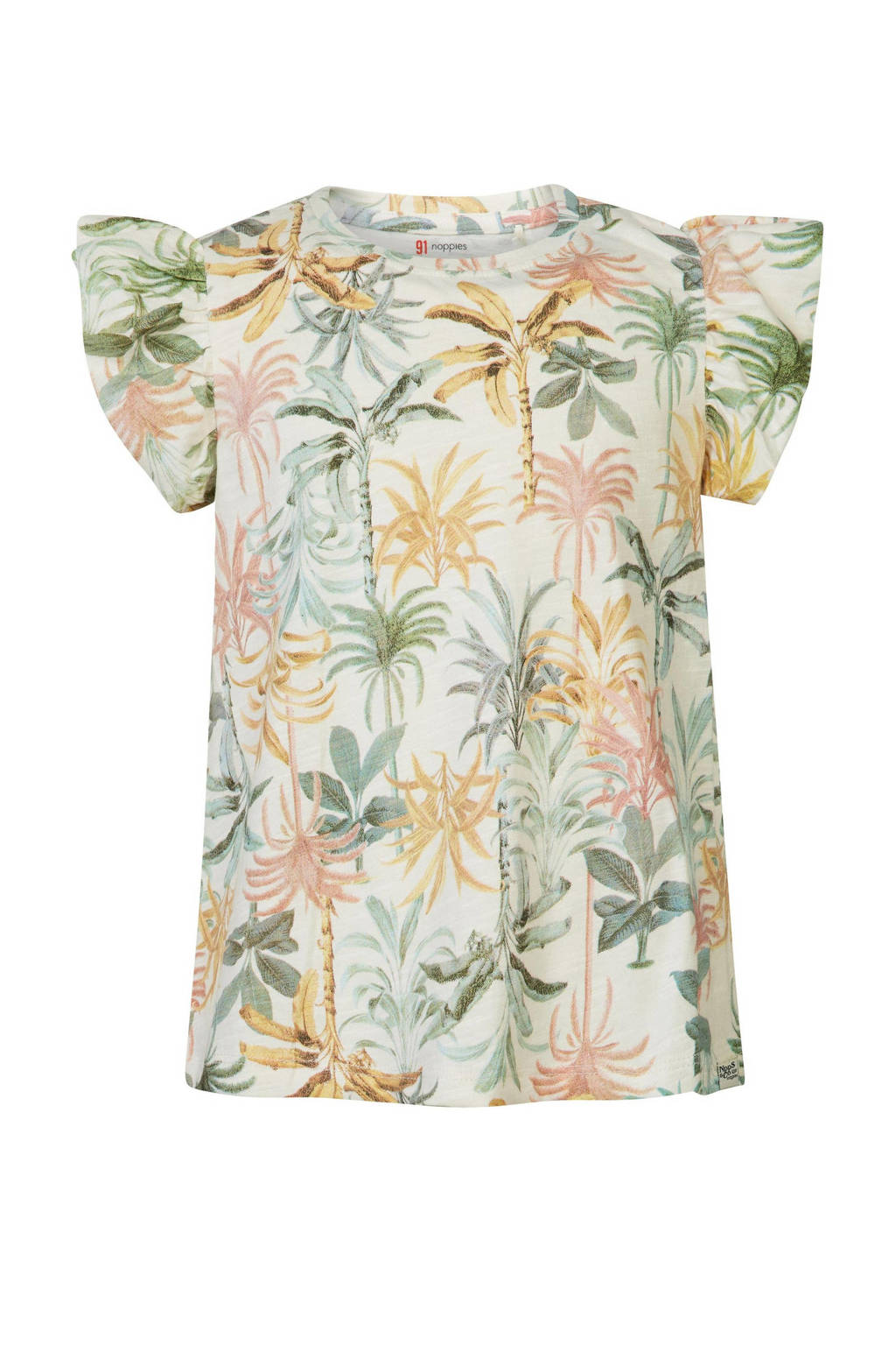 Noppies top Posey met all over print en ruches ecru