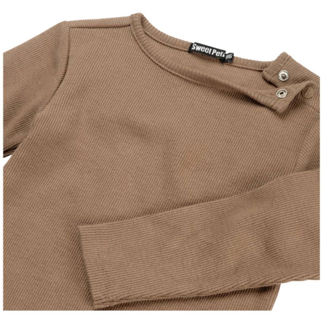 Sweet Petit peuter shirt Robin lange mouwen effen taupe
