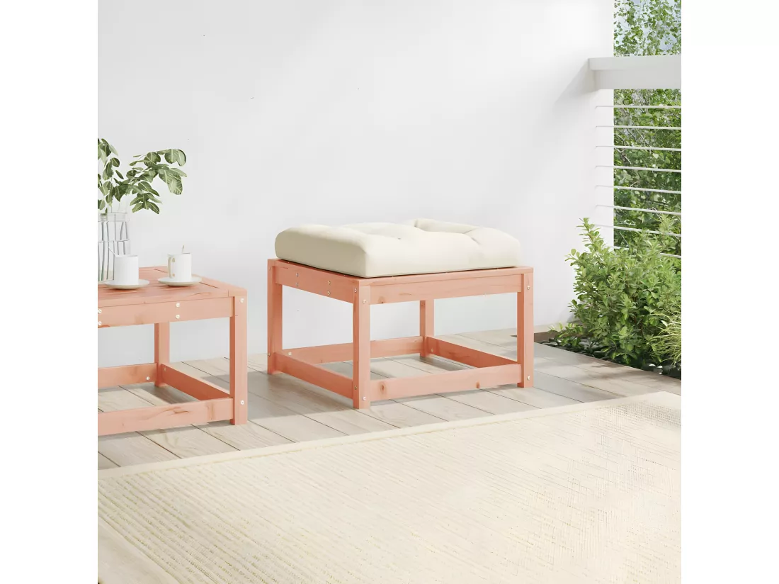 Repose-pied de jardin avec coussins bois massif douglas