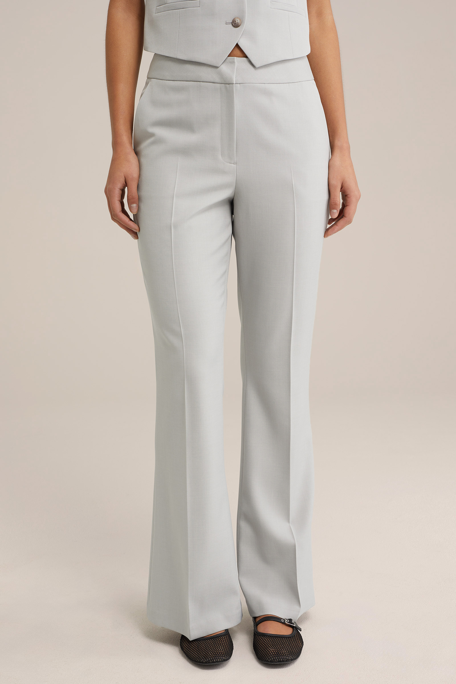 flared pantalon WE Fashion Lichtgrijs