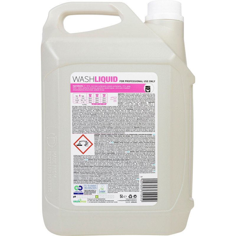 Lessive liquide concentrée Wash liquid Greenspeed - Bidon de 5 L