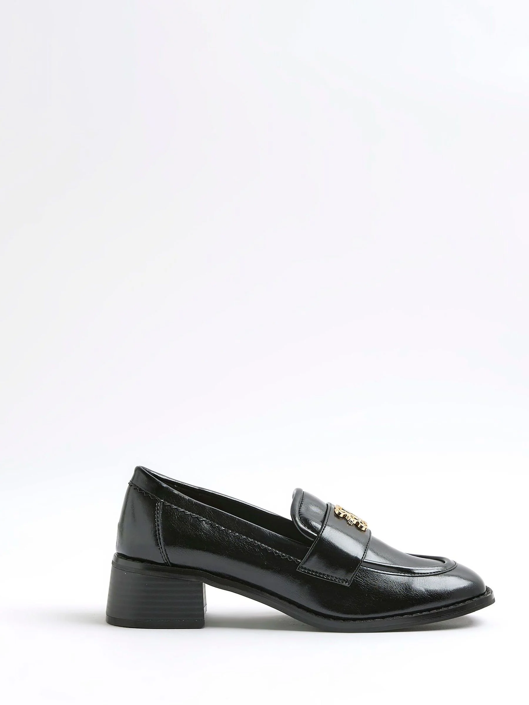 River Island Gold Trim Heeled Loafers