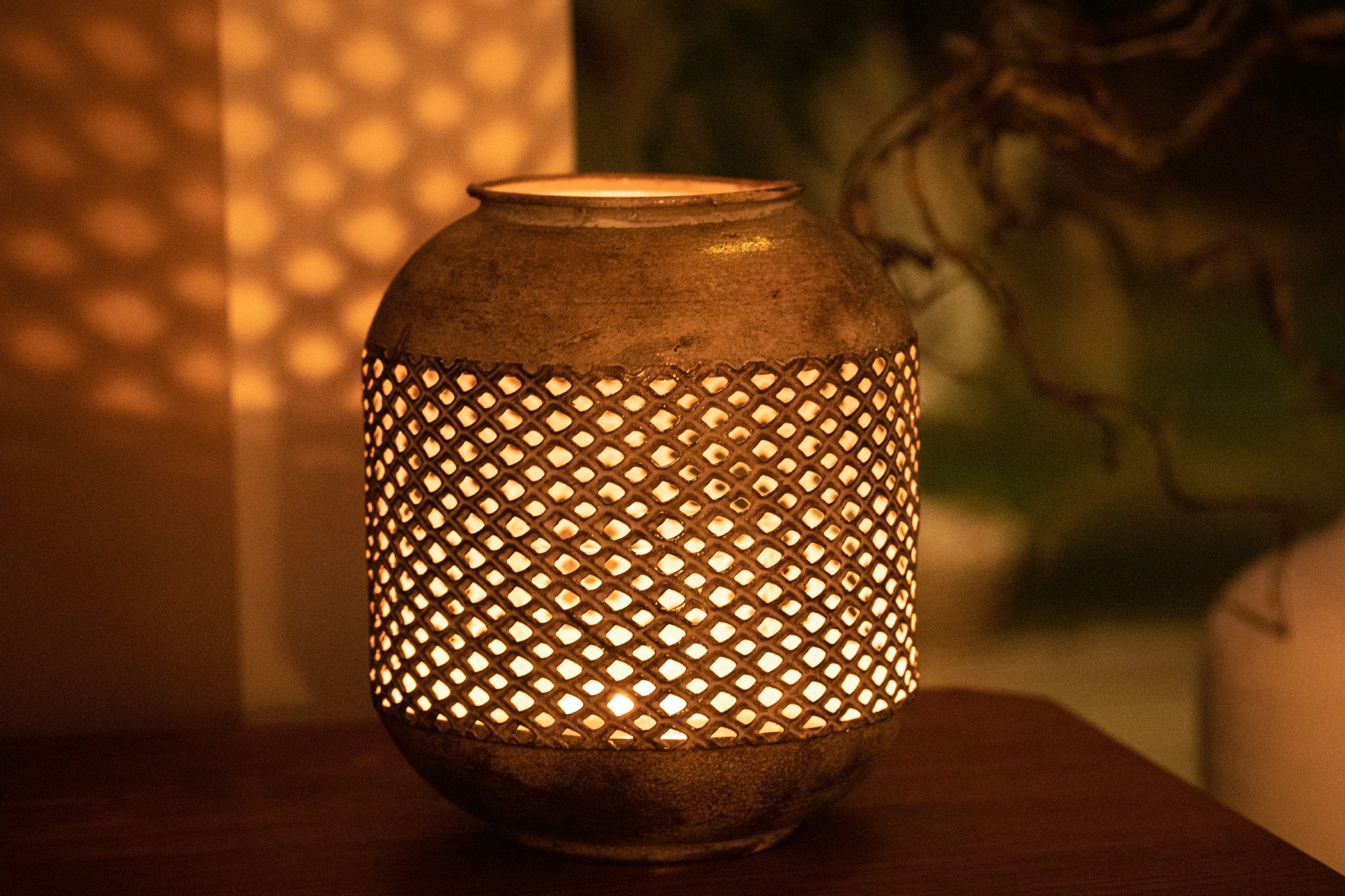 Windlicht 'Ungarra', aus Metall, antik gold, Ø 18 cm, H 20 cm von fischer's lagerhaus