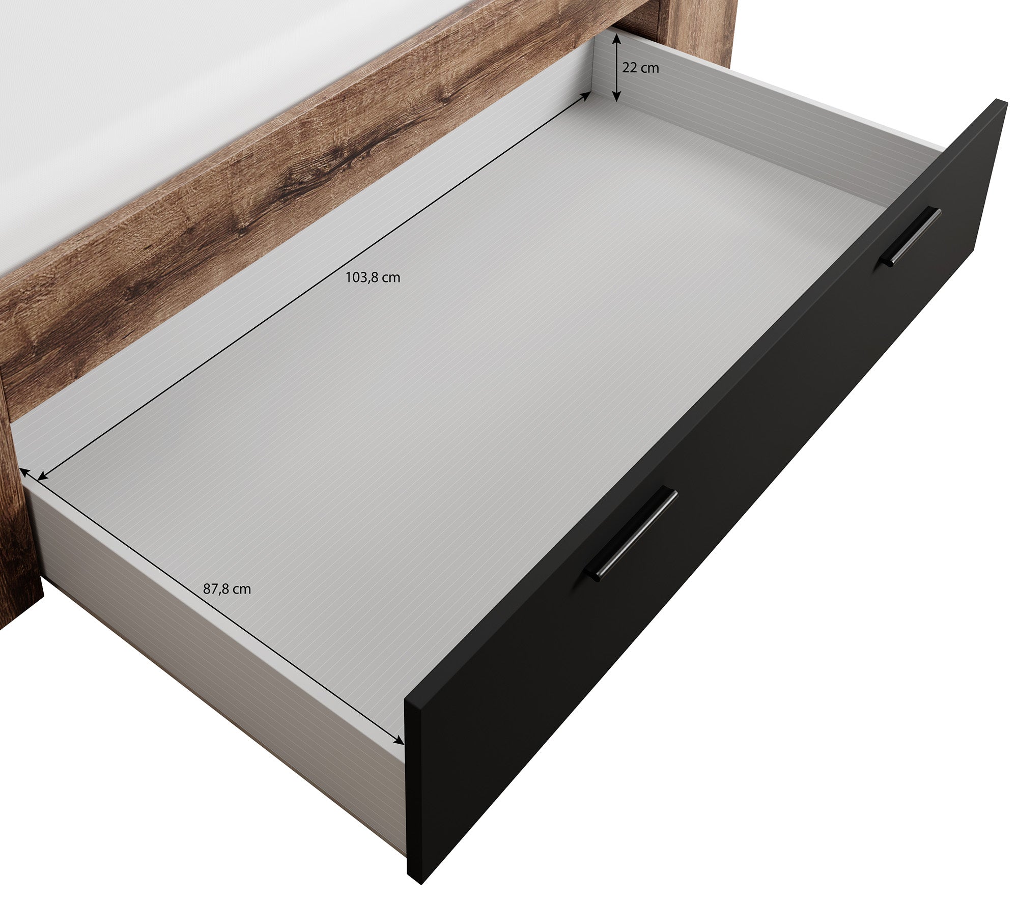 Brown - Tweepersoonsbed - Zwart/Eiken - 160x200 cm