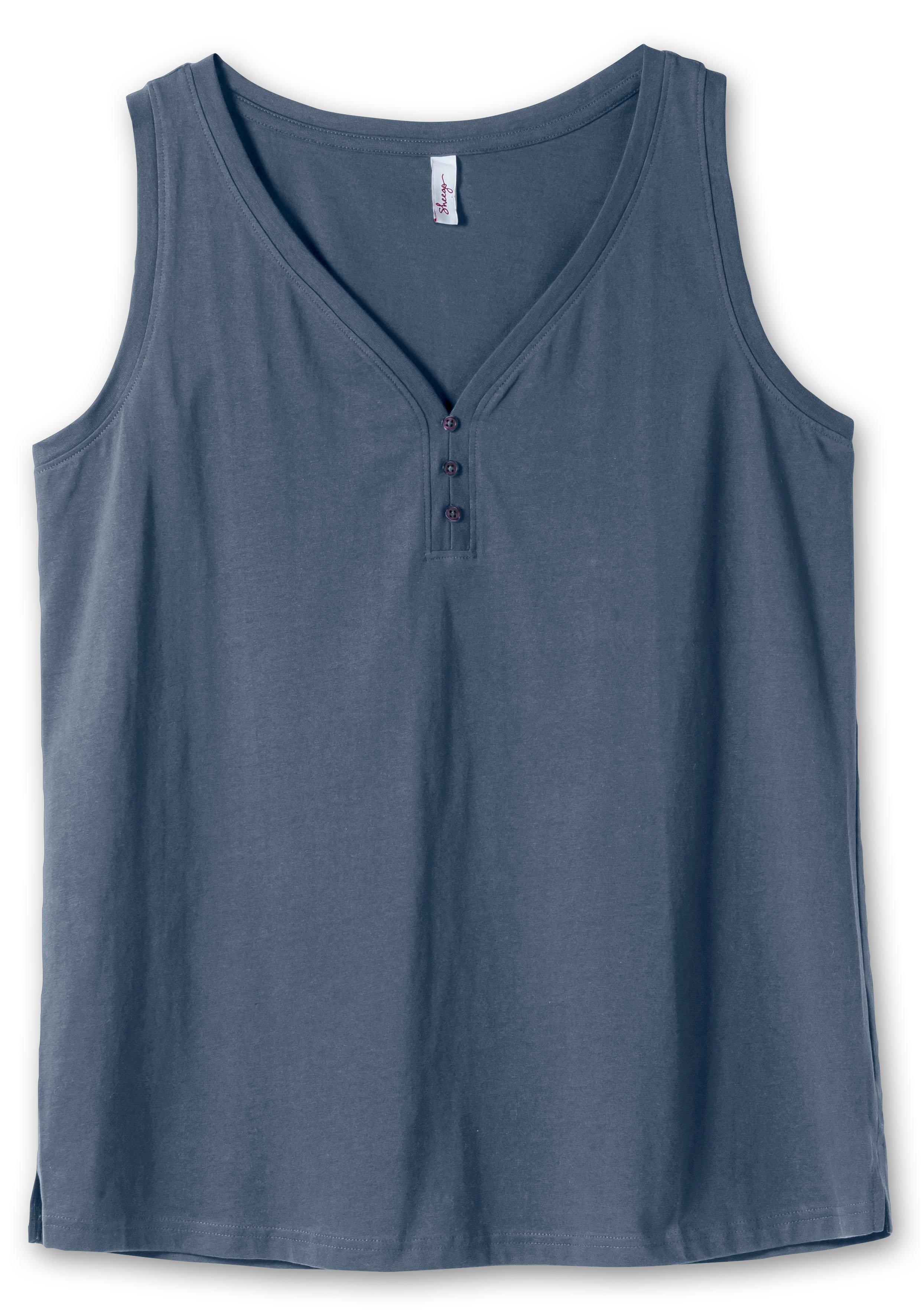 Tanktop mit V-Ausschnitt und Zierknopfleiste