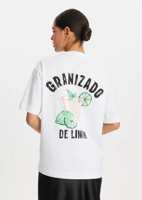 T-shirt met print limoen wit (WIT)