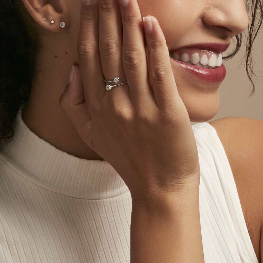 Bague Ajustable Mechte 1 Argent Blanc Oxyde De Zirconium