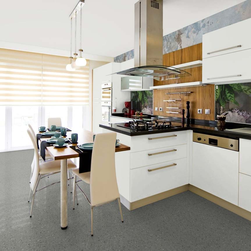 PVC-vloeren per meter, vinylvloeren met terrazzo-look, steenlook, 200 cm breed (per meter verkocht)