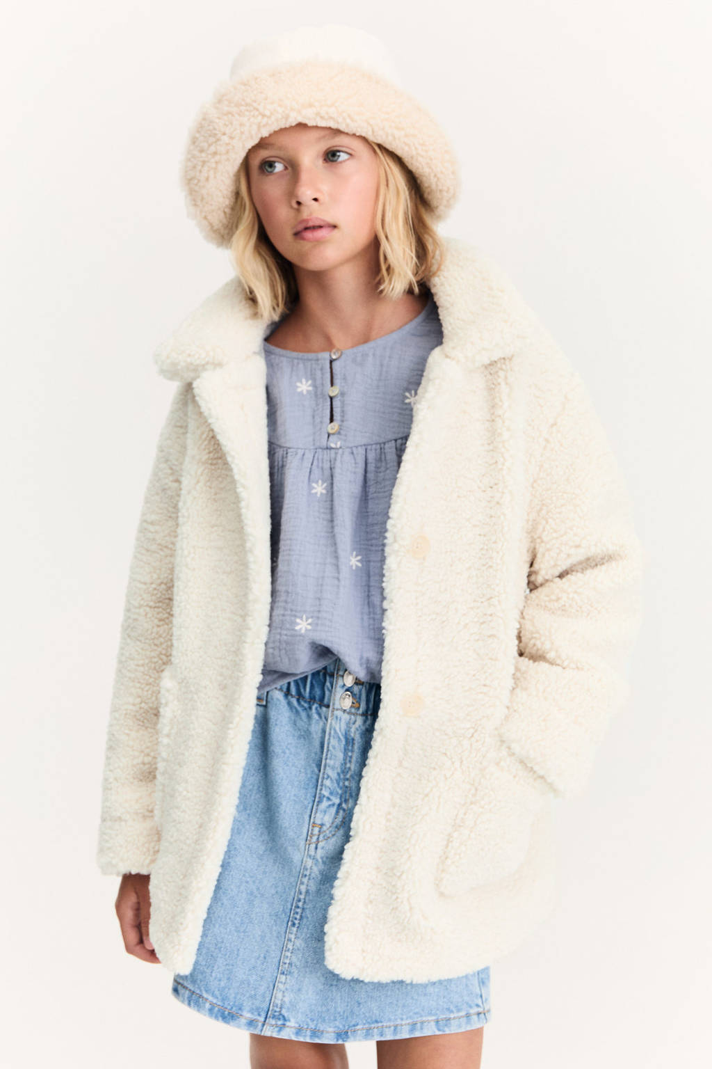 Mango Kids teddy tussenjas lichtbeige