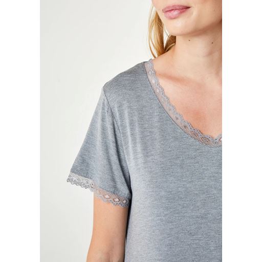 CCDK Jacqueline Kortærmet Natkjole, Grey Melange, XL